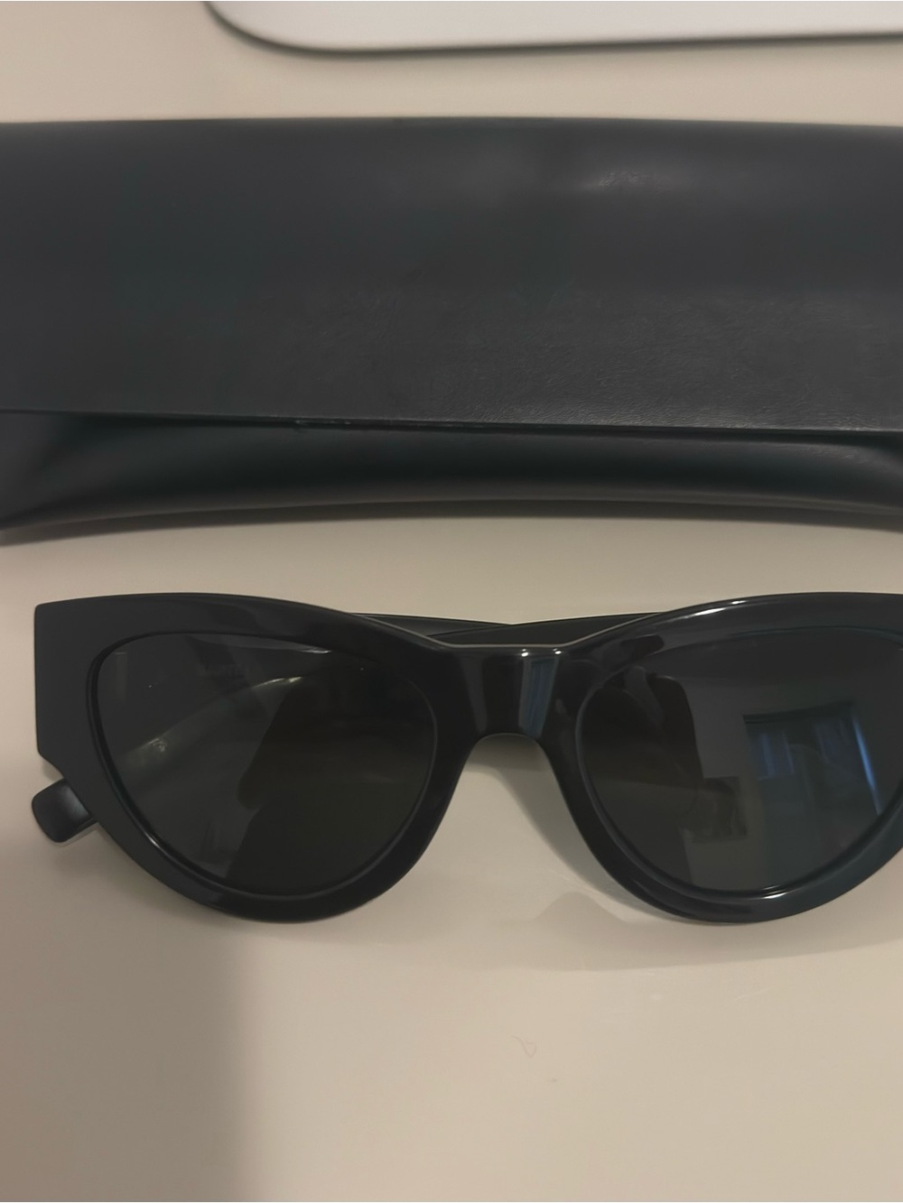 Saint Laurent Black Cat-Eye Sunglasses with Gold YSL Accent - Picture 2 of 2